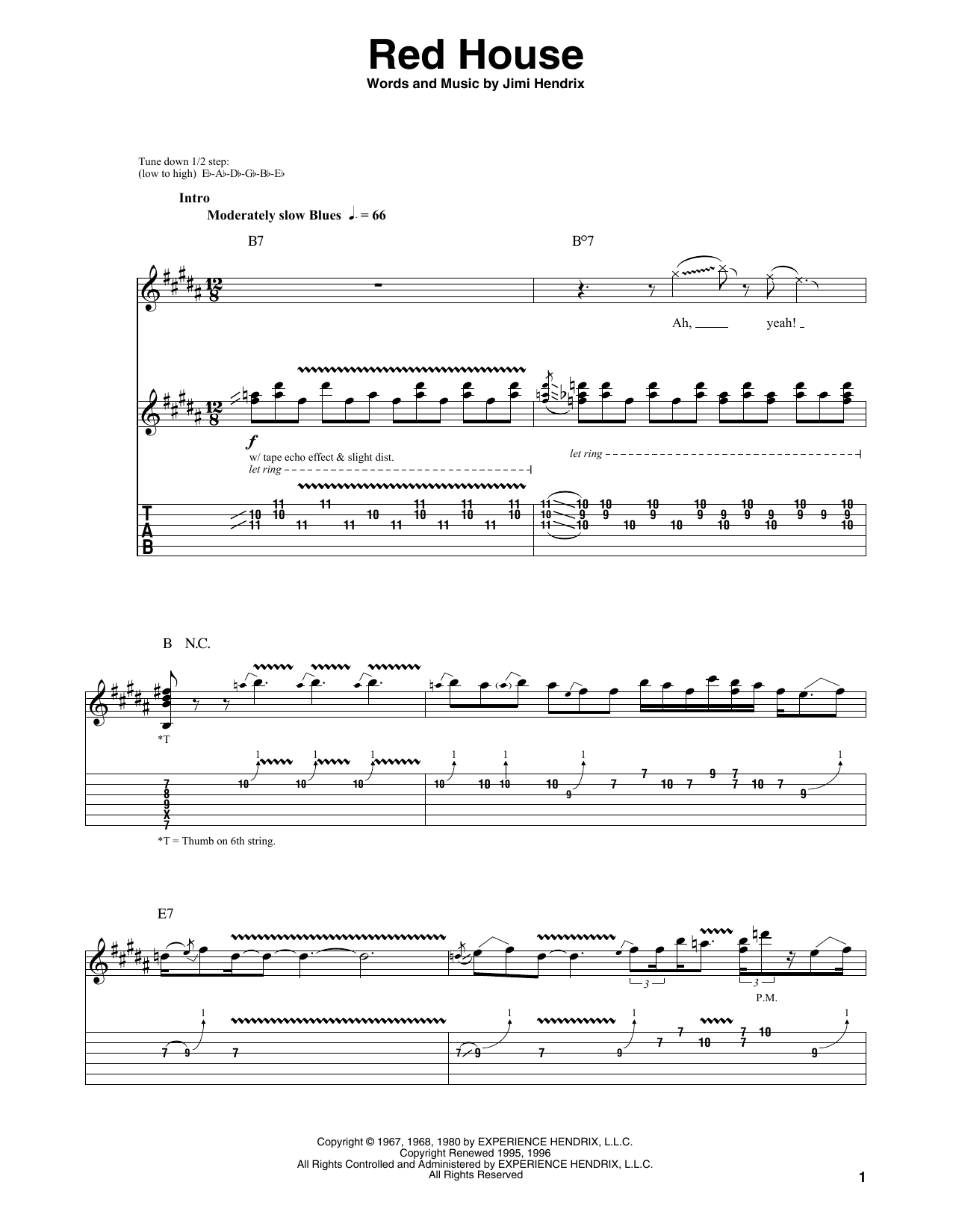 Download Jimi Hendrix Red House Sheet Music