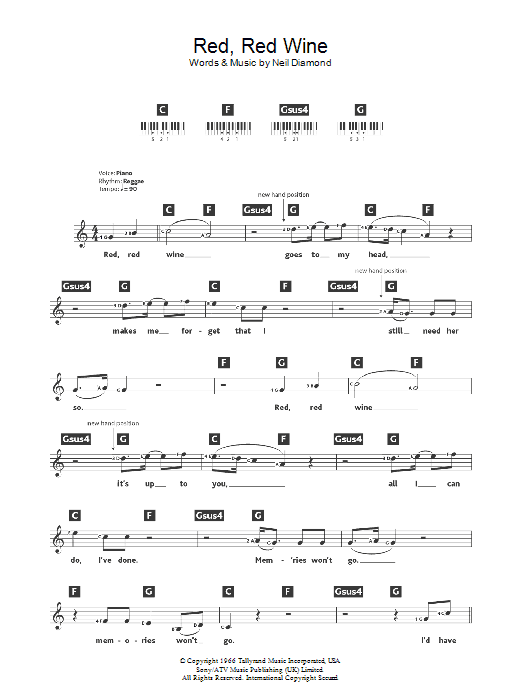 Download UB40 Red, Red Wine Sheet Music