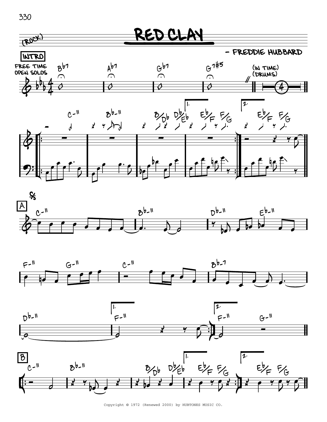 Download Freddie Hubbard Red Clay [Reharmonized version] (arr. J Sheet Music