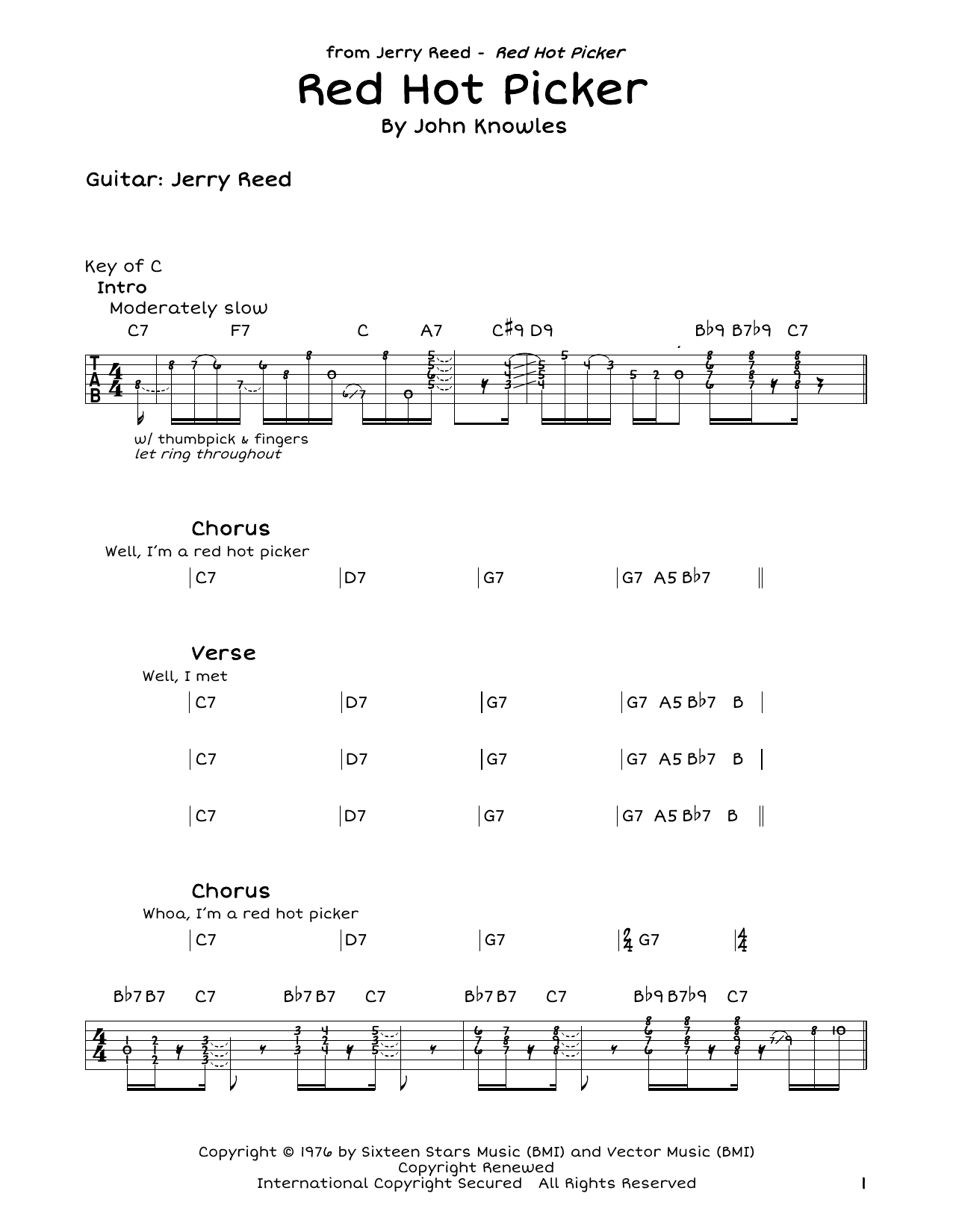 Download Jerry Reed Red Hot Picker Sheet Music