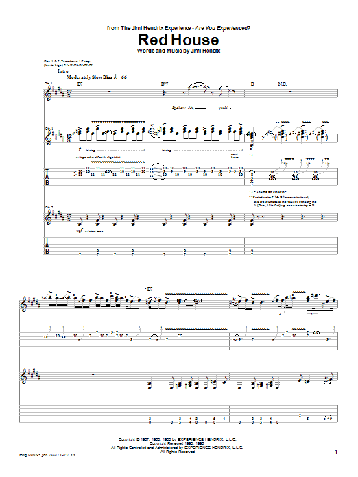 Download Jimi Hendrix Red House Sheet Music