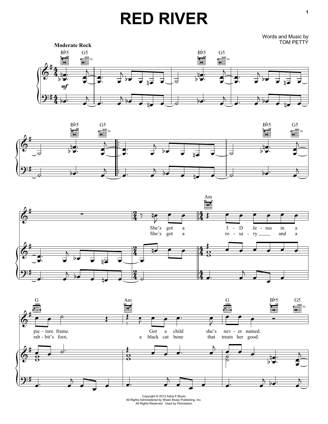 Download Tom Petty & the Heartbreakers Red River Sheet Music