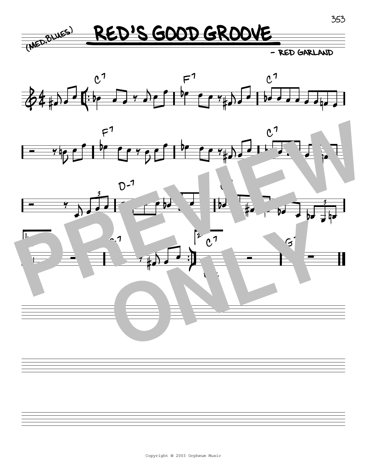 Download Red Garland Red's Good Groove Sheet Music