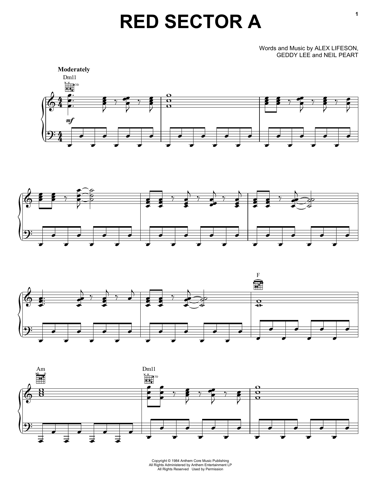 Download Rush Red Sector A Sheet Music