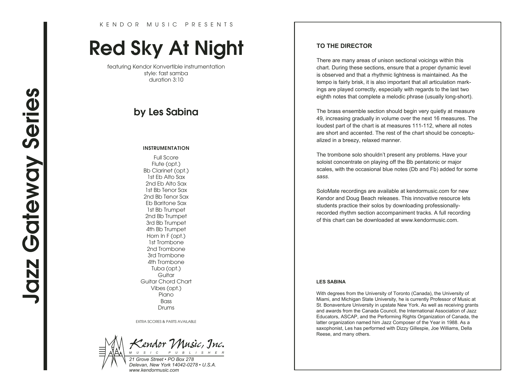 Download Les Sabina Red Sky At Night - Full Score Sheet Music