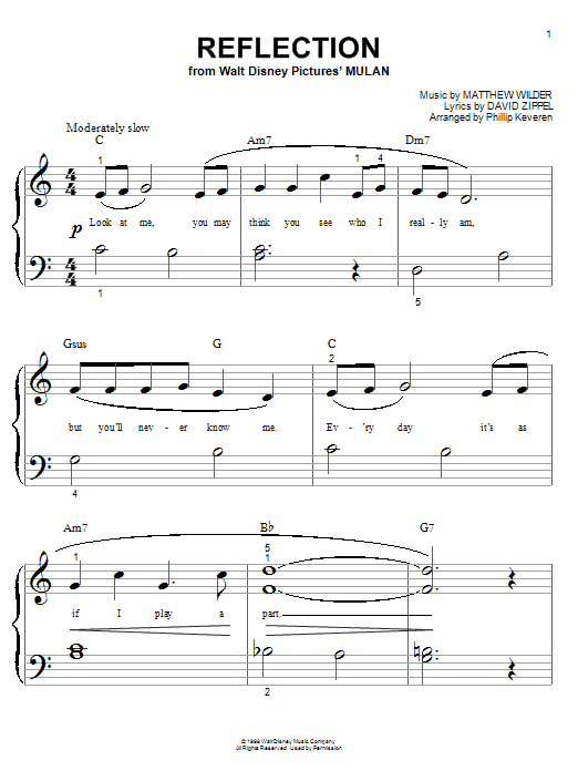 Download Christina Aguilera Reflection (Pop Version) (from Mulan) Sheet Music