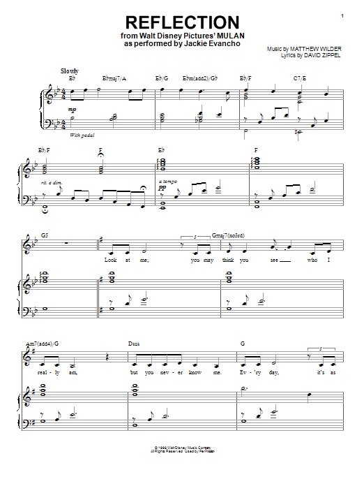 Download Jackie Evancho Reflection (Pop Version) (from Mulan) Sheet Music