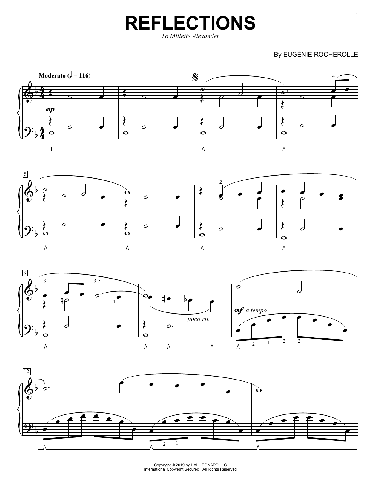 Download Eugenie Rocherolle Reflections Sheet Music