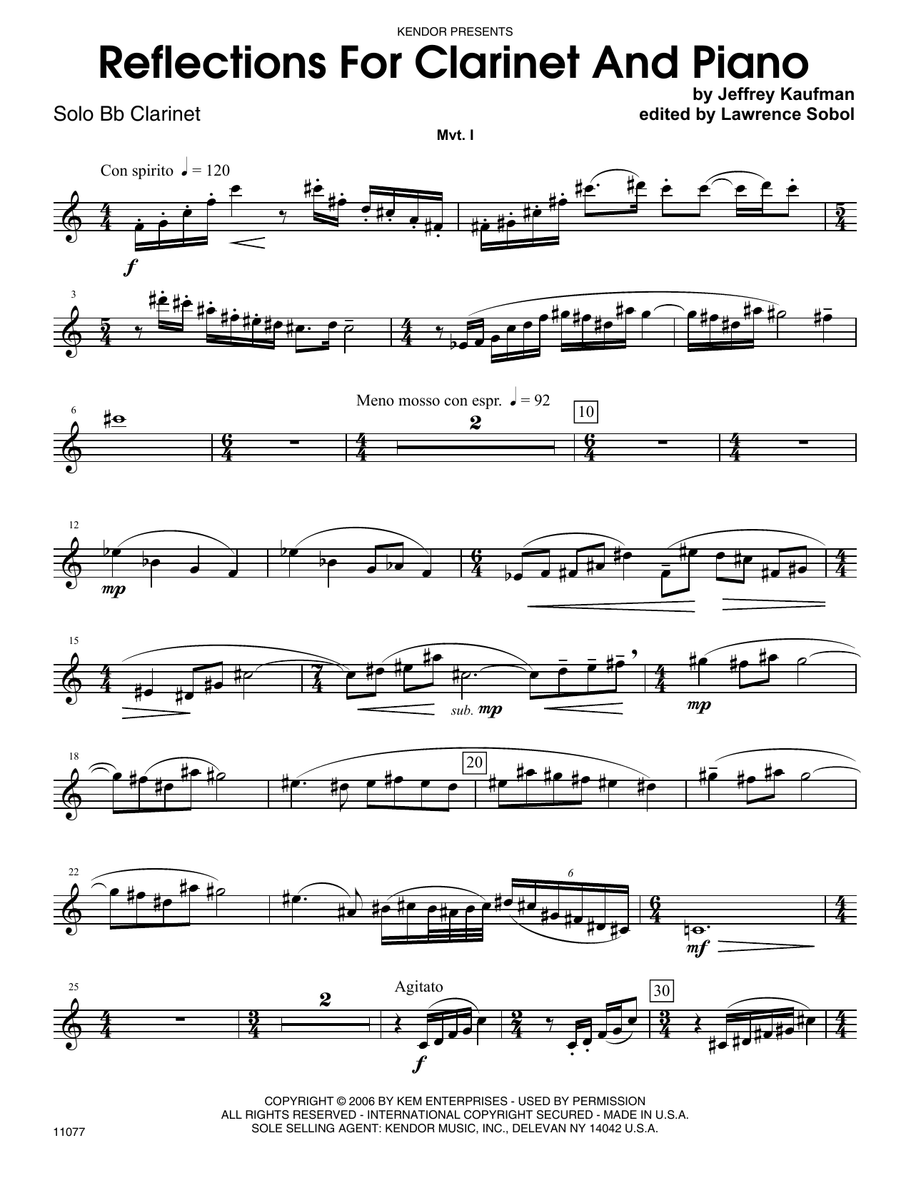 Download Jeffrey Kaufman Reflections For Clarinet And Piano - Bb Sheet Music