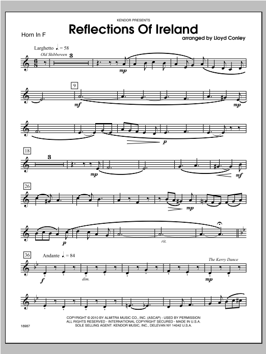 Download Conley Reflections Of Ireland - Horn Sheet Music