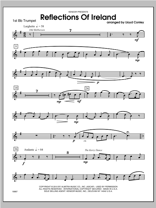 Download Conley Reflections Of Ireland - Trumpet 1 Sheet Music