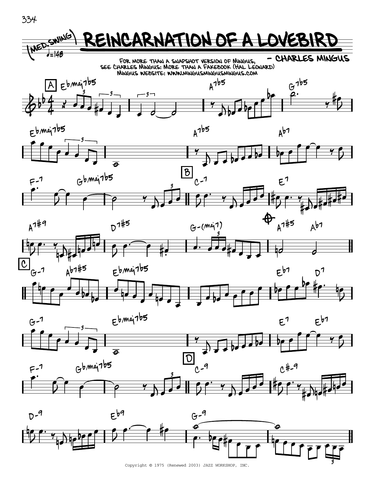 Download Charles Mingus Reincarnation Of A Lovebird [Reharmoniz Sheet Music