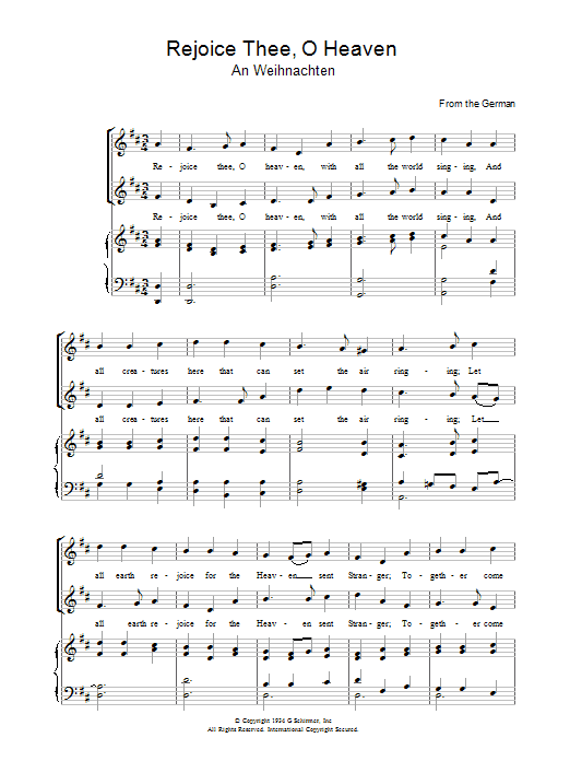 Download Christmas Carol Rejoice Thee, O Heaven Sheet Music