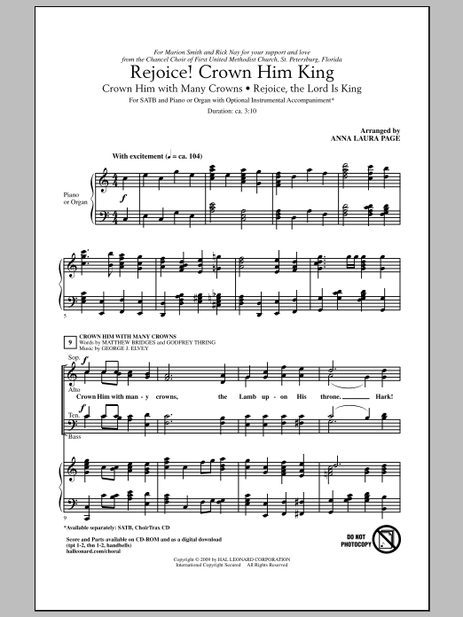 Download Anna Laura Page Rejoice! Crown Him King Sheet Music