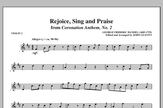 Download John Leavitt Rejoice, Sing And Praise - Violin 2 Sheet Music