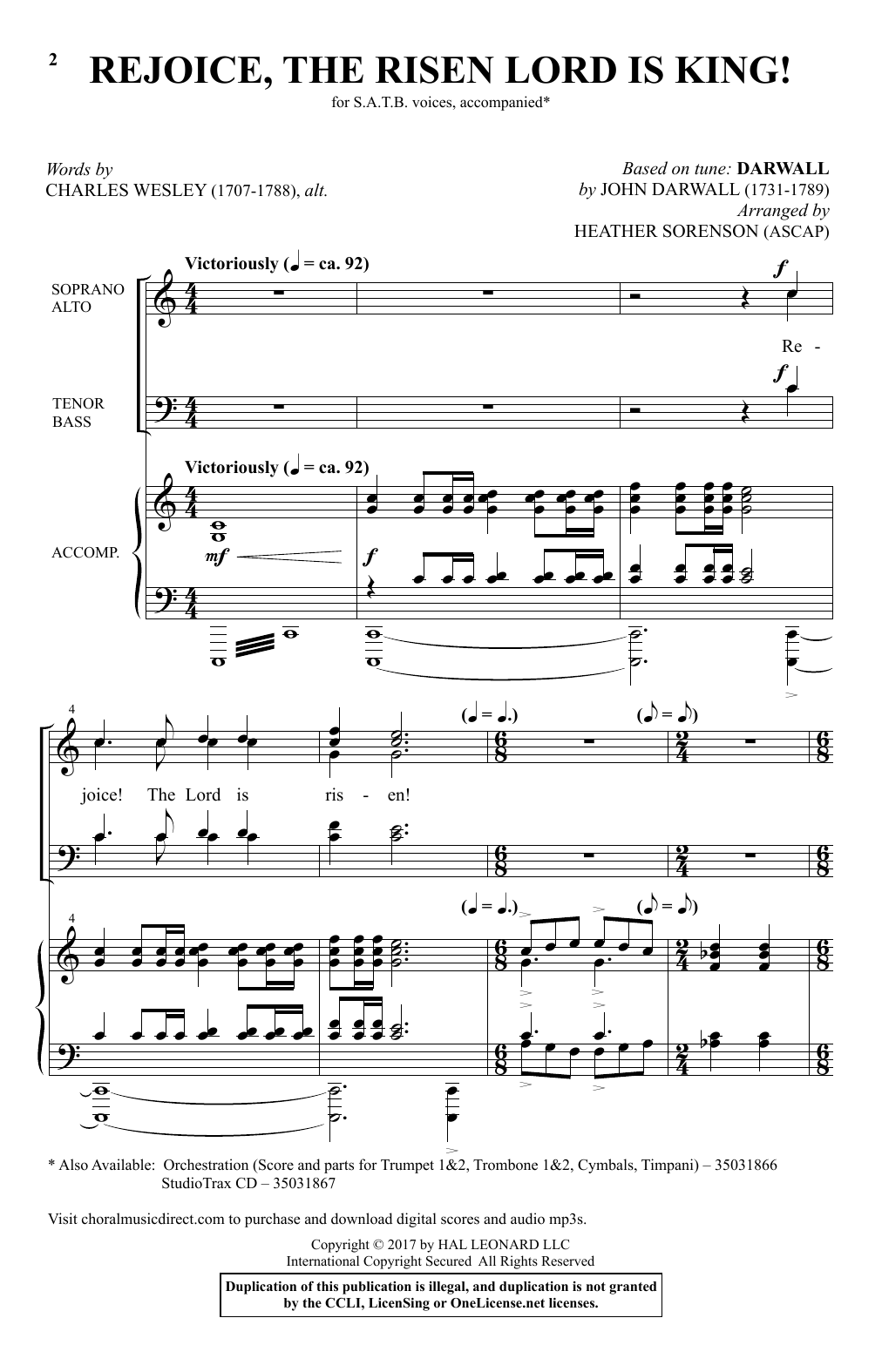 Download Heather Sorenson Rejoice, The Risen Lord Is King! Sheet Music