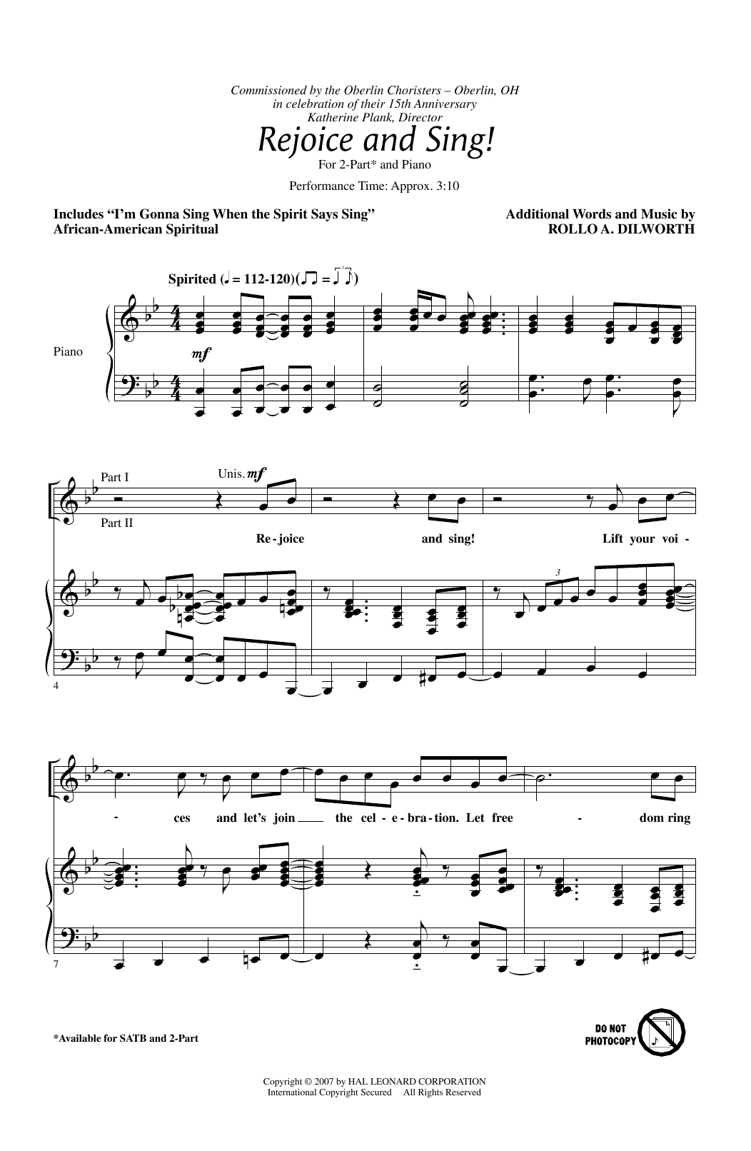 Download Rollo Dilworth Rejoice And Sing! Sheet Music