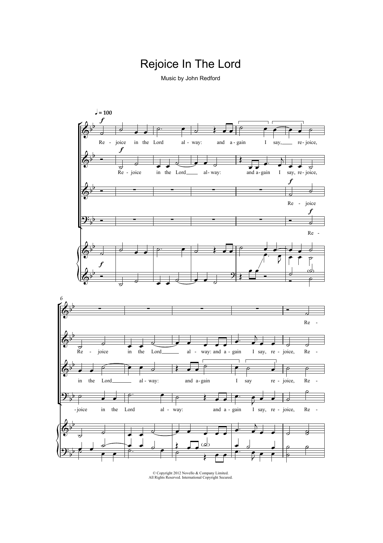 Download John Redford Rejoice In The Lord Sheet Music