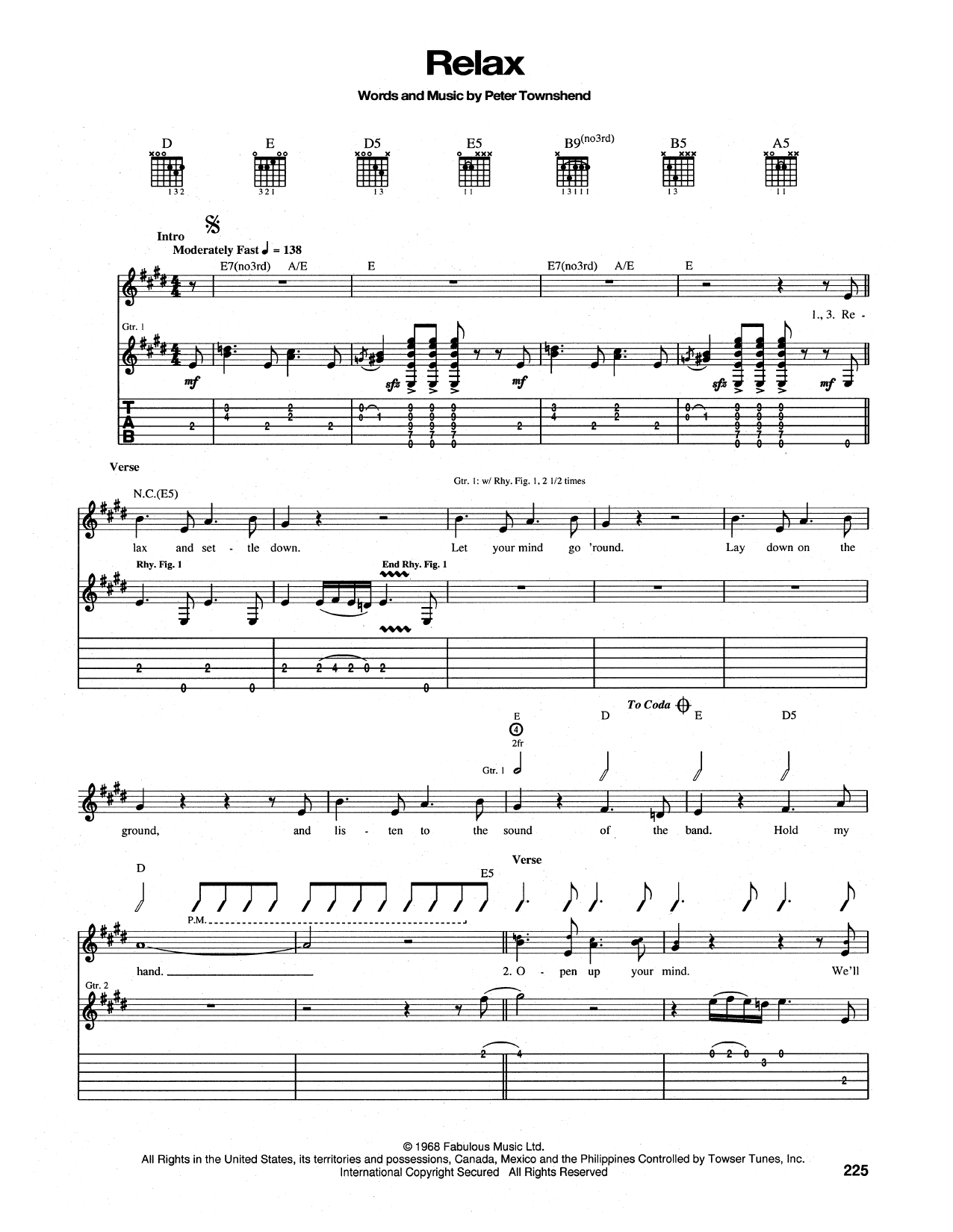 Download The Who Relax Sheet Music