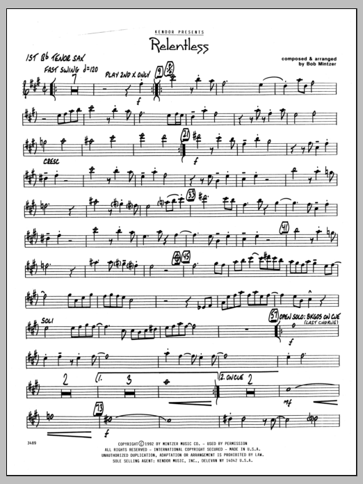 Download Bob Mintzer Relentless - 1st Bb Tenor Saxophone Sheet Music
