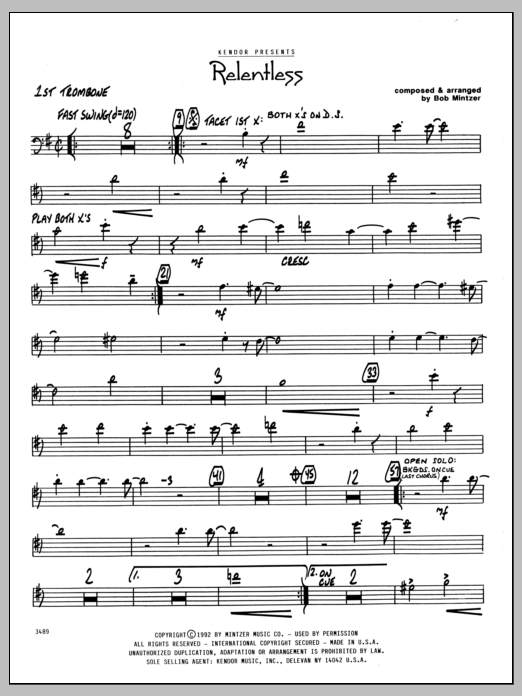 Download Bob Mintzer Relentless - 1st Trombone Sheet Music