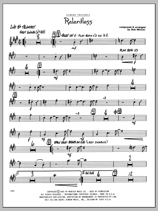 Download Bob Mintzer Relentless - 2nd Bb Trumpet Sheet Music