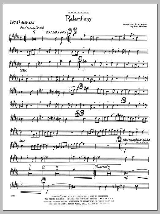 Download Bob Mintzer Relentless - 2nd Eb Alto Saxophone Sheet Music