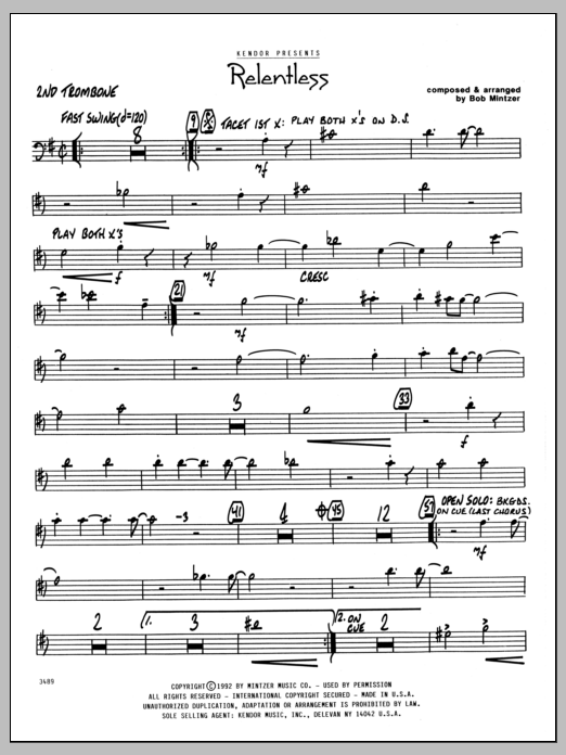 Download Bob Mintzer Relentless - 2nd Trombone Sheet Music
