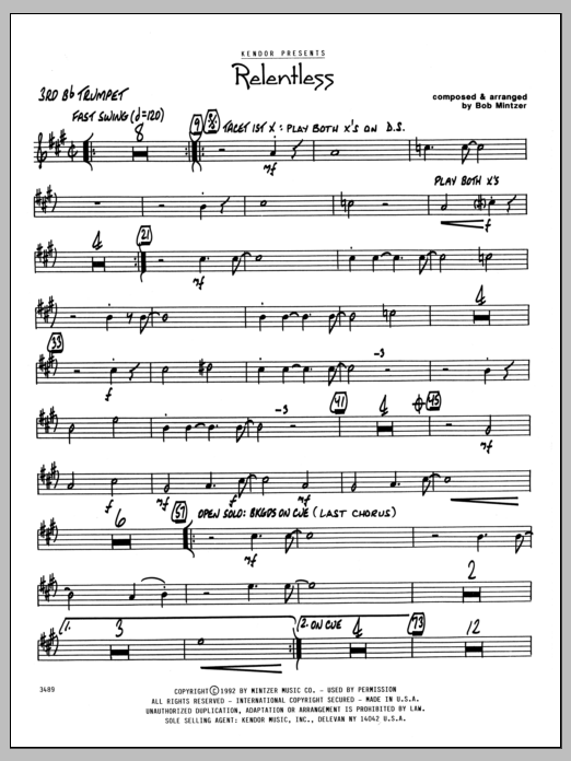 Download Bob Mintzer Relentless - 3rd Bb Trumpet Sheet Music