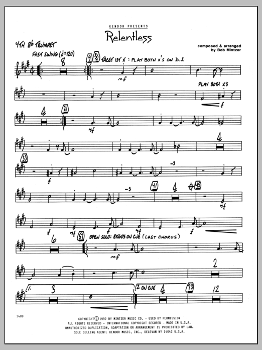 Download Bob Mintzer Relentless - 4th Bb Trumpet Sheet Music