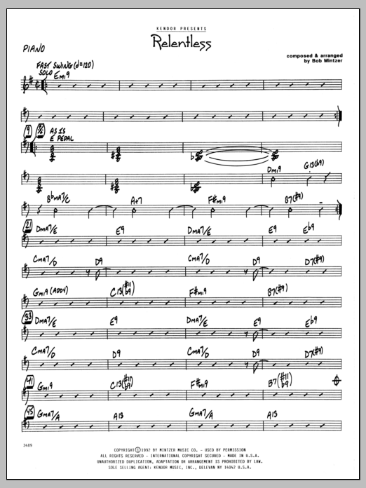 Download Bob Mintzer Relentless - Piano Sheet Music