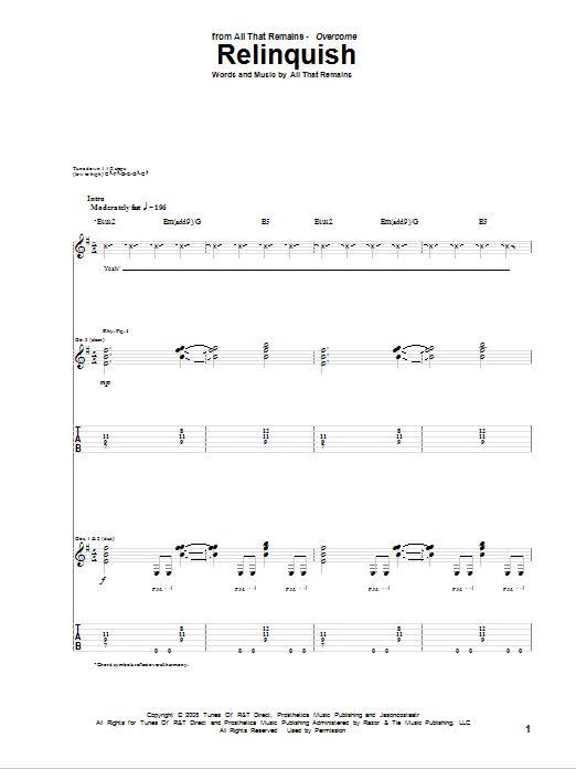 Download All That Remains Relinquish Sheet Music