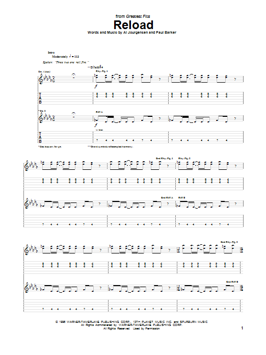 Download Ministry Reload Sheet Music