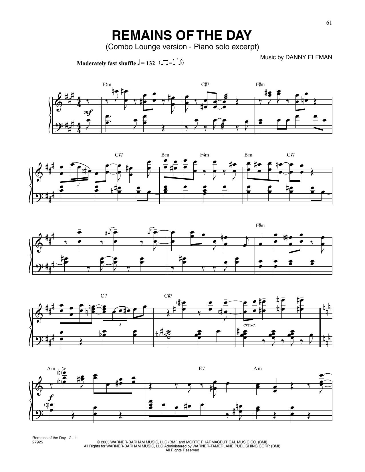 Download Danny Elfman Remains Of The Day (from Corpse Bride) Sheet Music