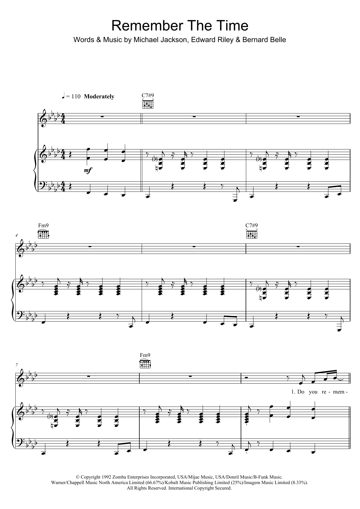 Download Michael Jackson Remember The Time Sheet Music