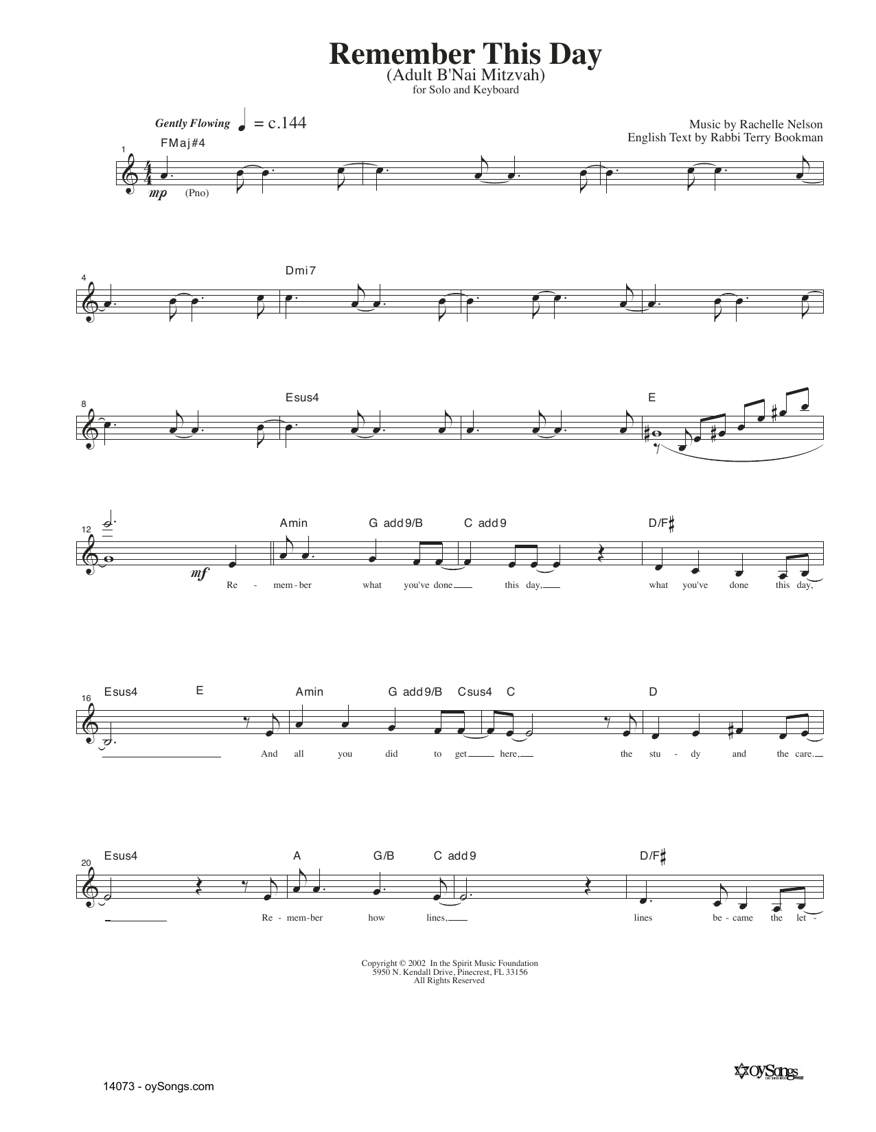 Download Rachelle Nelson Remember This Day Sheet Music