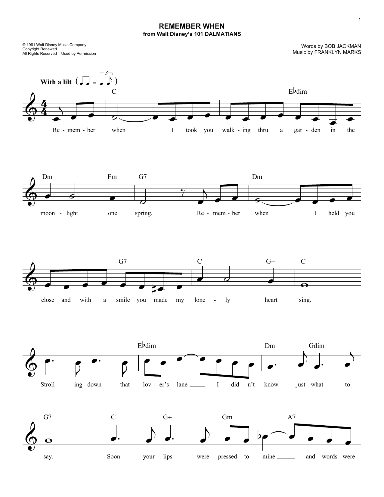 Download Franklyn Marks Remember When Sheet Music