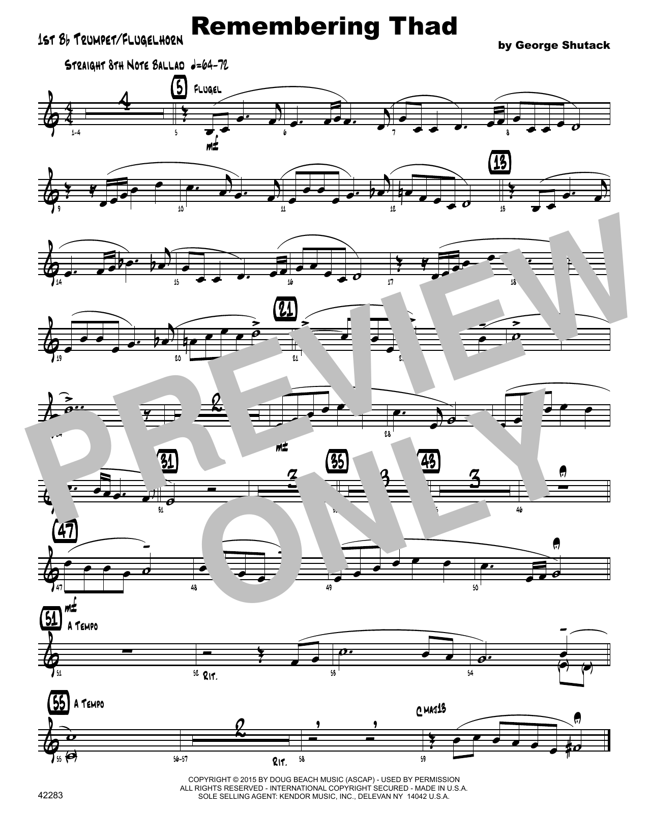Download George Shutack Remembering Thad - 1st Bb Trumpet Sheet Music
