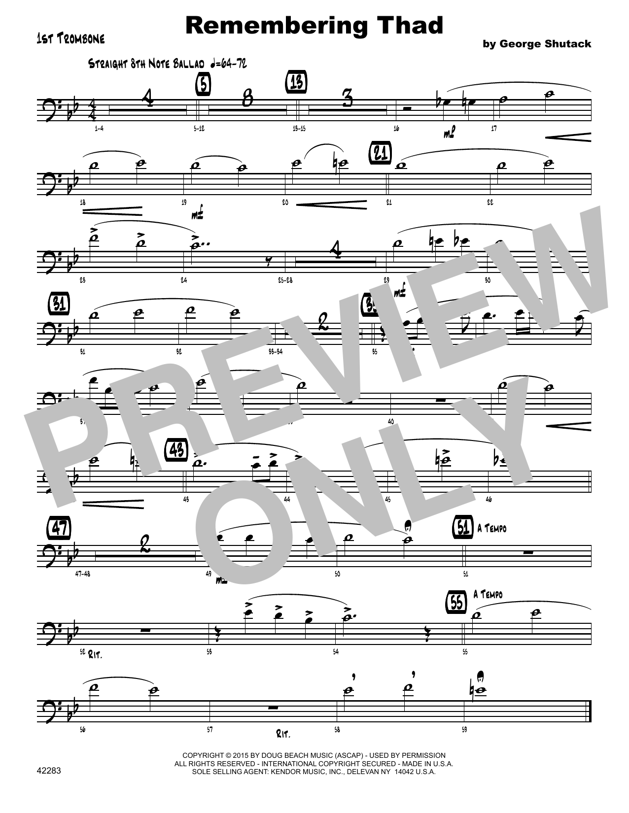 Download George Shutack Remembering Thad - 1st Trombone Sheet Music