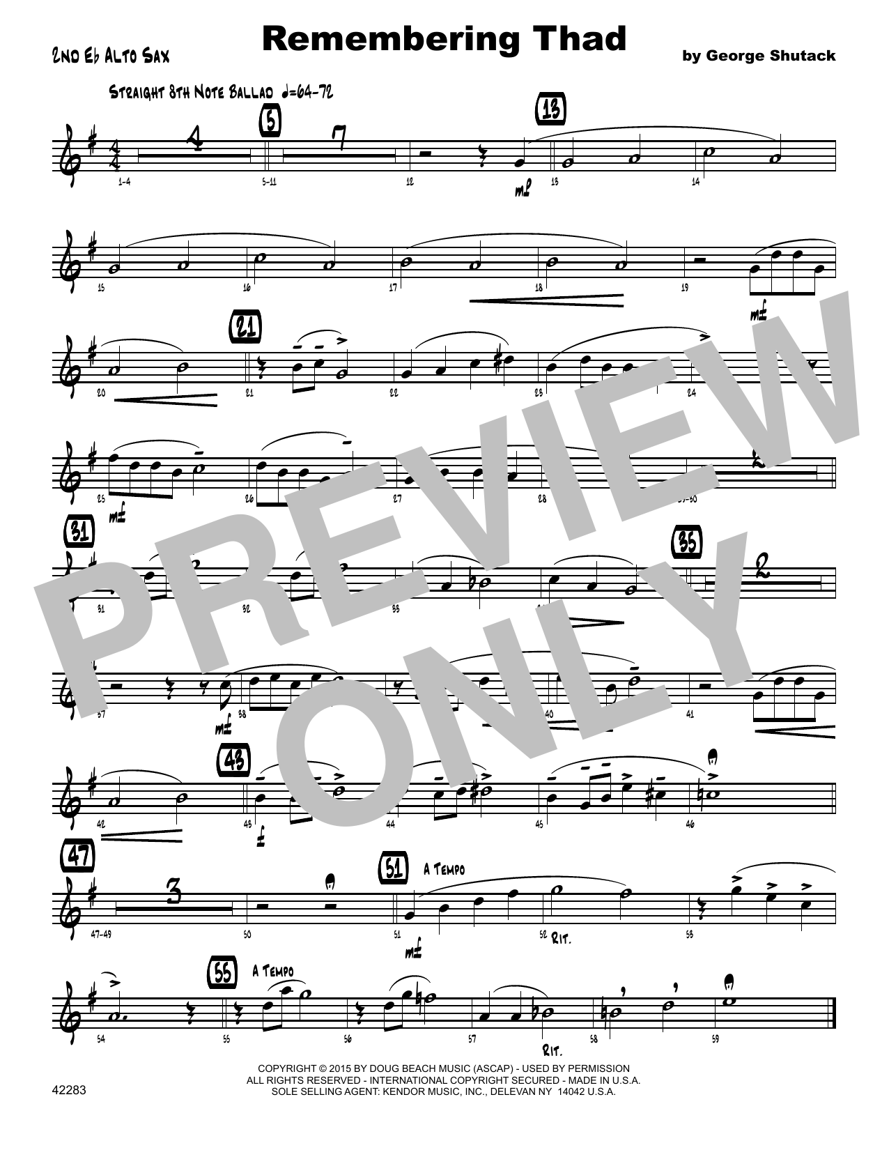 Download George Shutack Remembering Thad - 2nd Eb Alto Saxophon Sheet Music