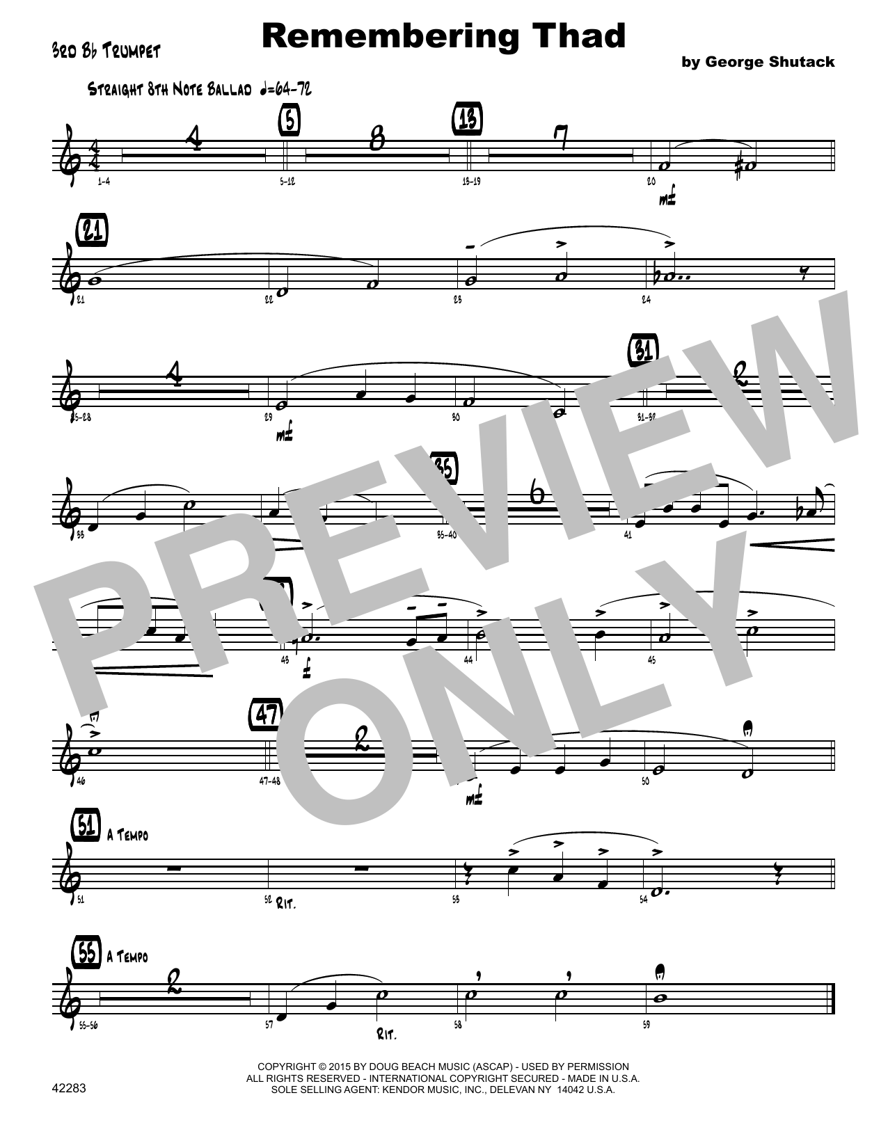 Download George Shutack Remembering Thad - 3rd Bb Trumpet Sheet Music