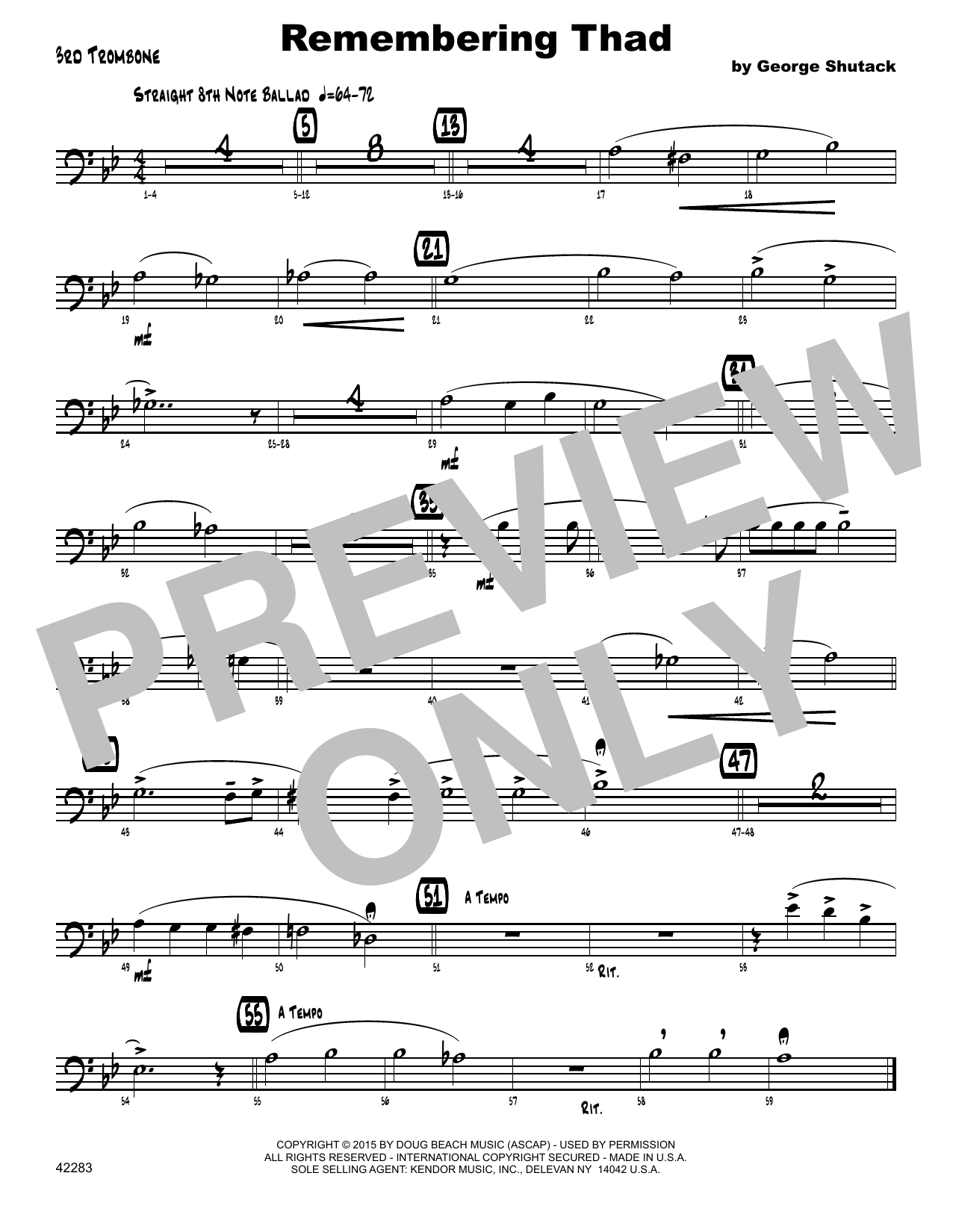 Download George Shutack Remembering Thad - 3rd Trombone Sheet Music