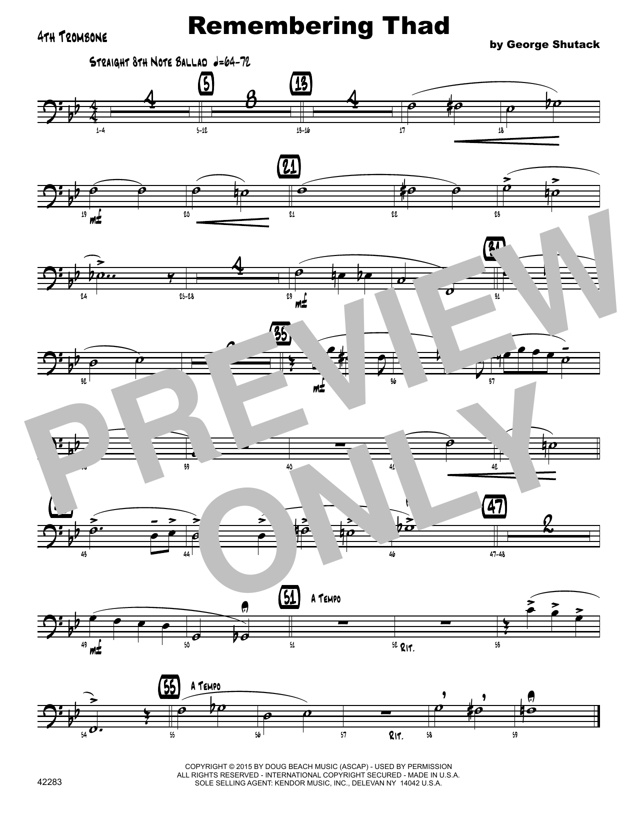 Download George Shutack Remembering Thad - 4th Trombone Sheet Music