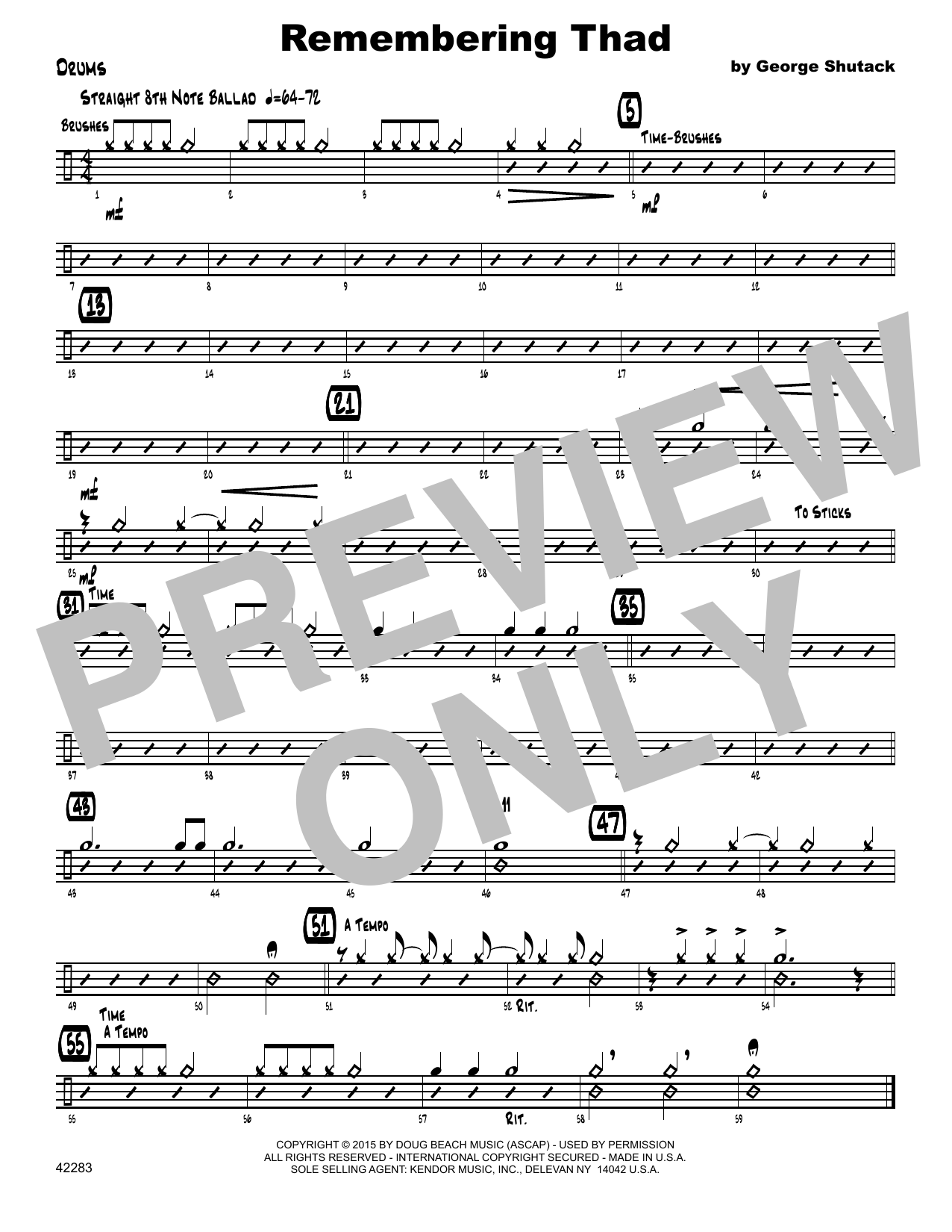 Download George Shutack Remembering Thad - Drum Set Sheet Music