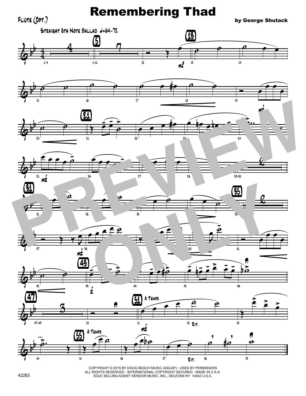 Download George Shutack Remembering Thad - Flute Sheet Music