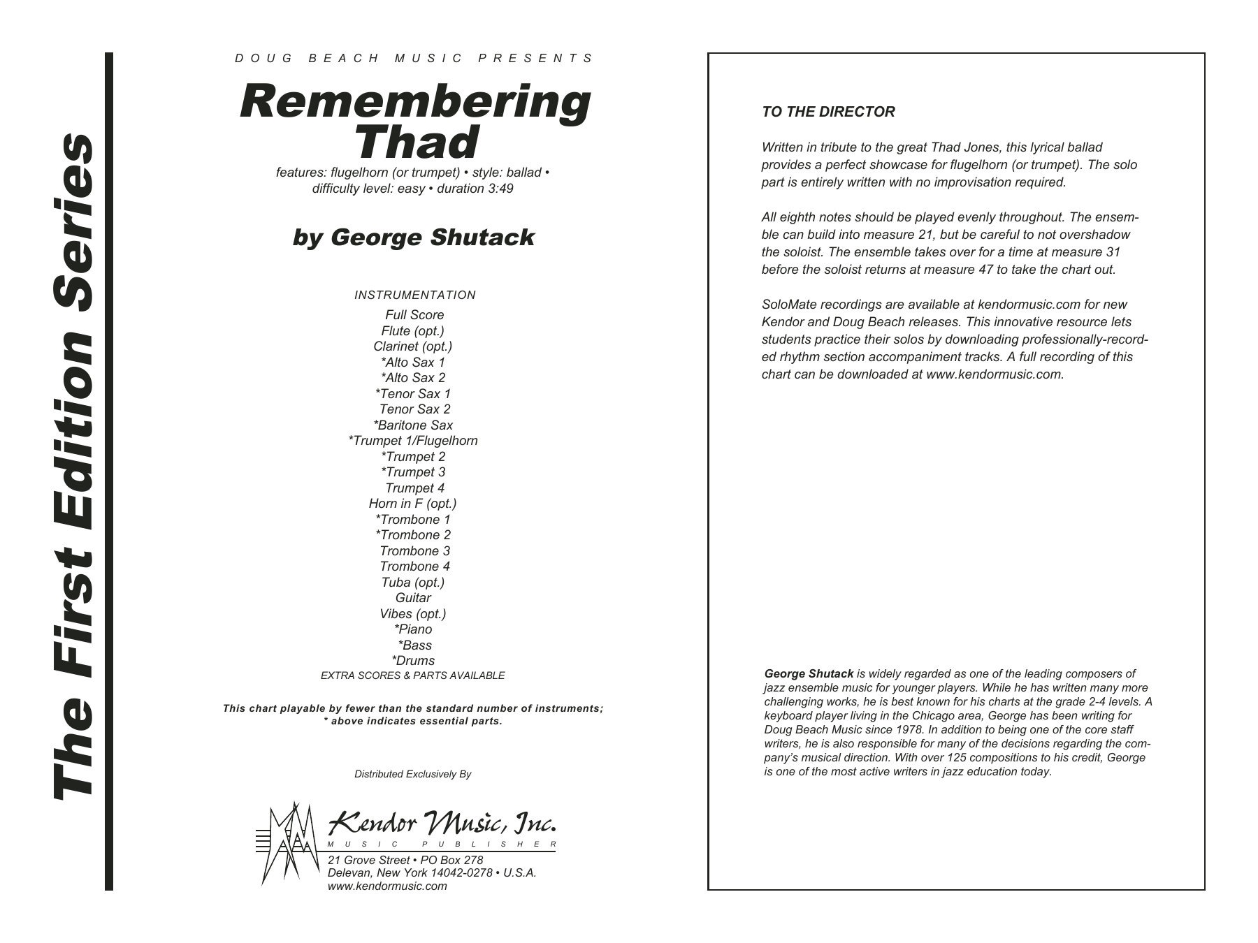 Download George Shutack Remembering Thad - Full Score Sheet Music