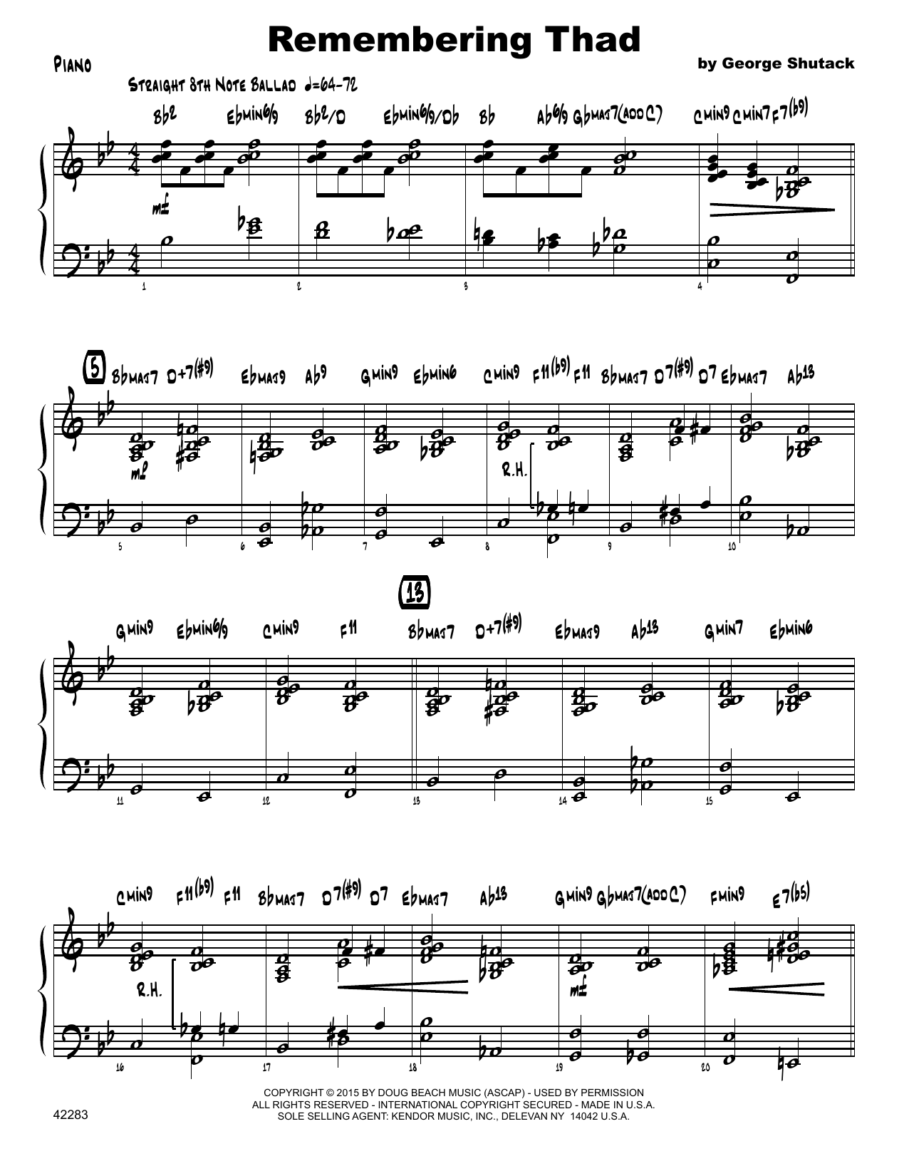 Download George Shutack Remembering Thad - Piano Sheet Music