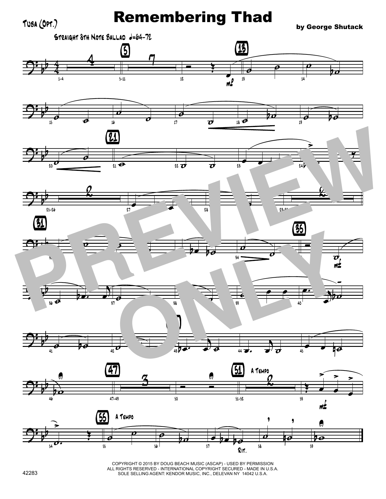 Download George Shutack Remembering Thad - Tuba Sheet Music
