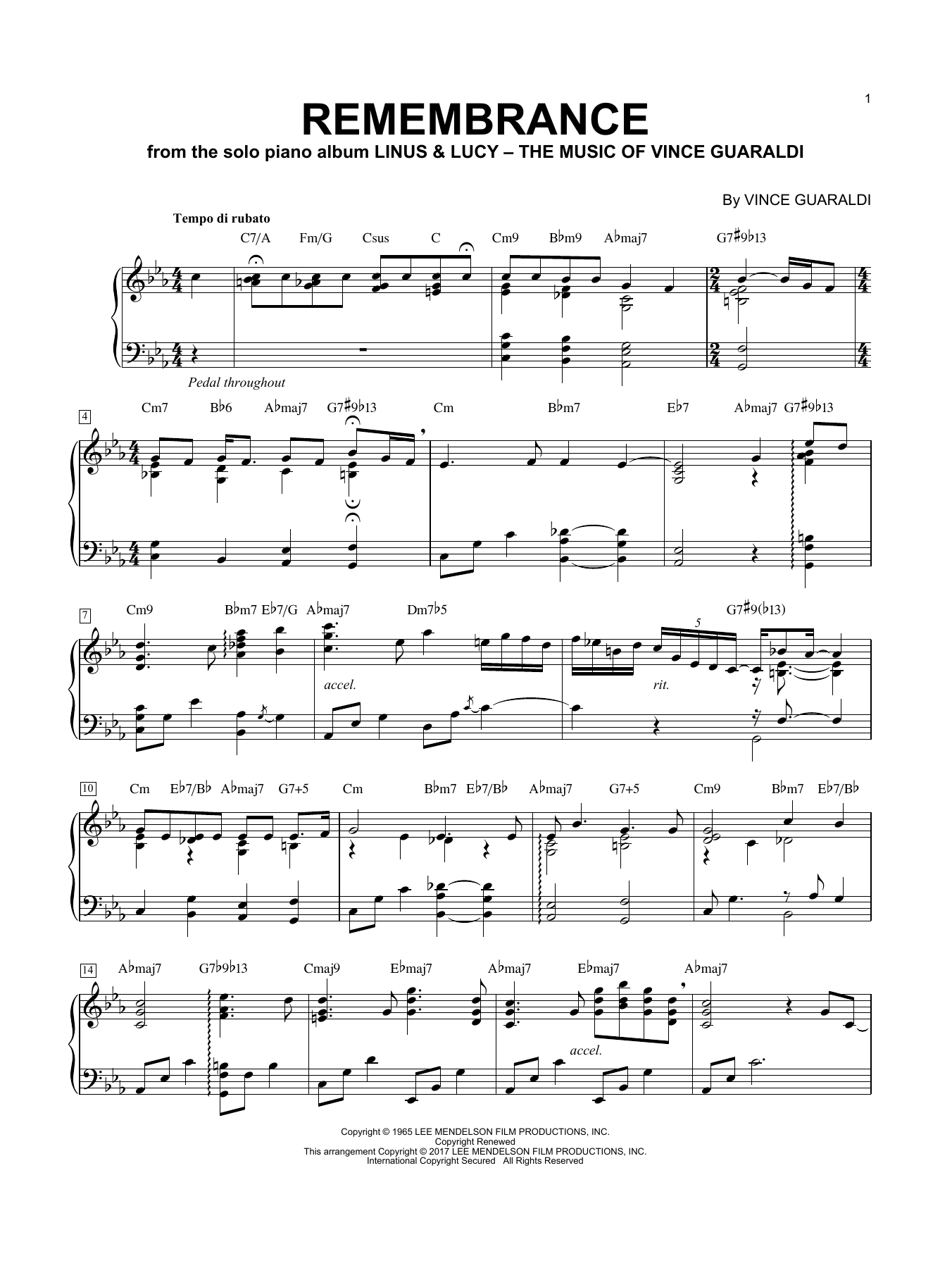 Download George Winston Remembrance (In Remembrance Of Me) Sheet Music