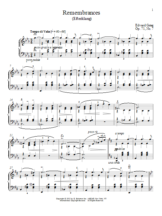 Download William Westney Remembrances (Efterklang), Op. 71, No. Sheet Music